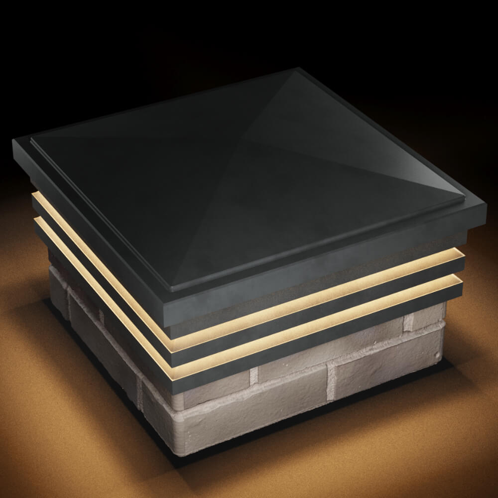 Колпак Zking Бона ХайТек Серый на столб 1.5х1.5 кирпича (385х385мм) с подсветкой в Троицке фото