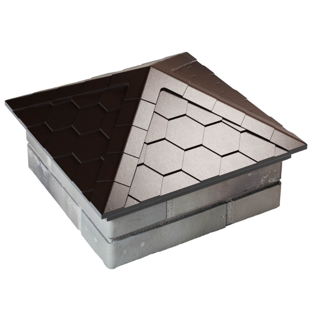 Колпак Zking Эверест Коричневый на столб 1.5х1.5 кирпича (390х390мм) в Троицке фото