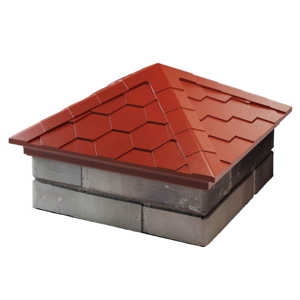 Колпак Zking Эверест Красный на столб 1.5х1.5 кирпича (390х390мм) в Троицке фото