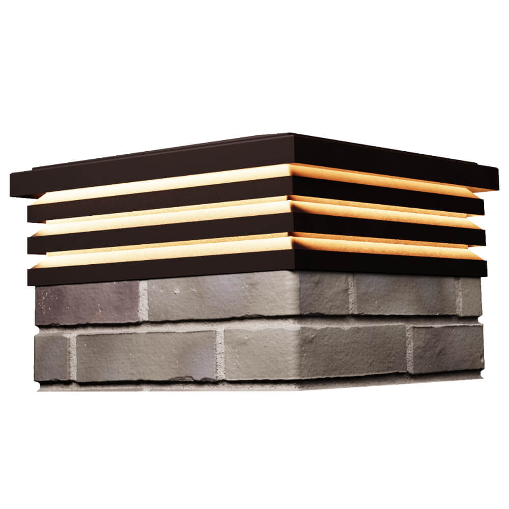 Колпак Zking Бона ХайТек Коричневый на столб 1.5х1.5 кирпича (385х385мм) с подсветкой в Троицке фото