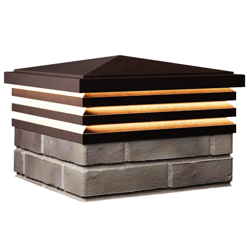 Колпак Zking Бона ХайТек Коричневый на столб 1.5х1.5 кирпича (385х385мм) с подсветкой в Троицке фото