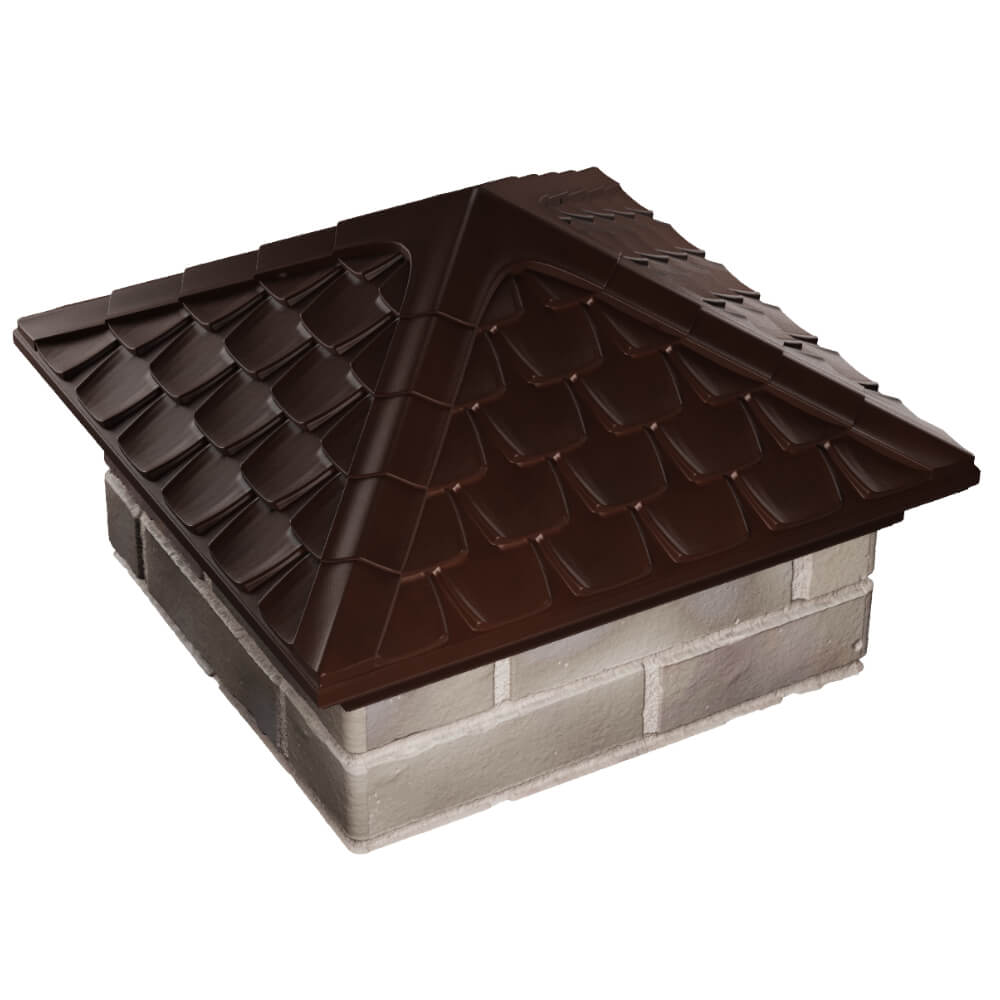 Колпак Zking Эльбрус Коричневый на столб 1.5х1.5 кирпича (385х385мм) в Троицке фото