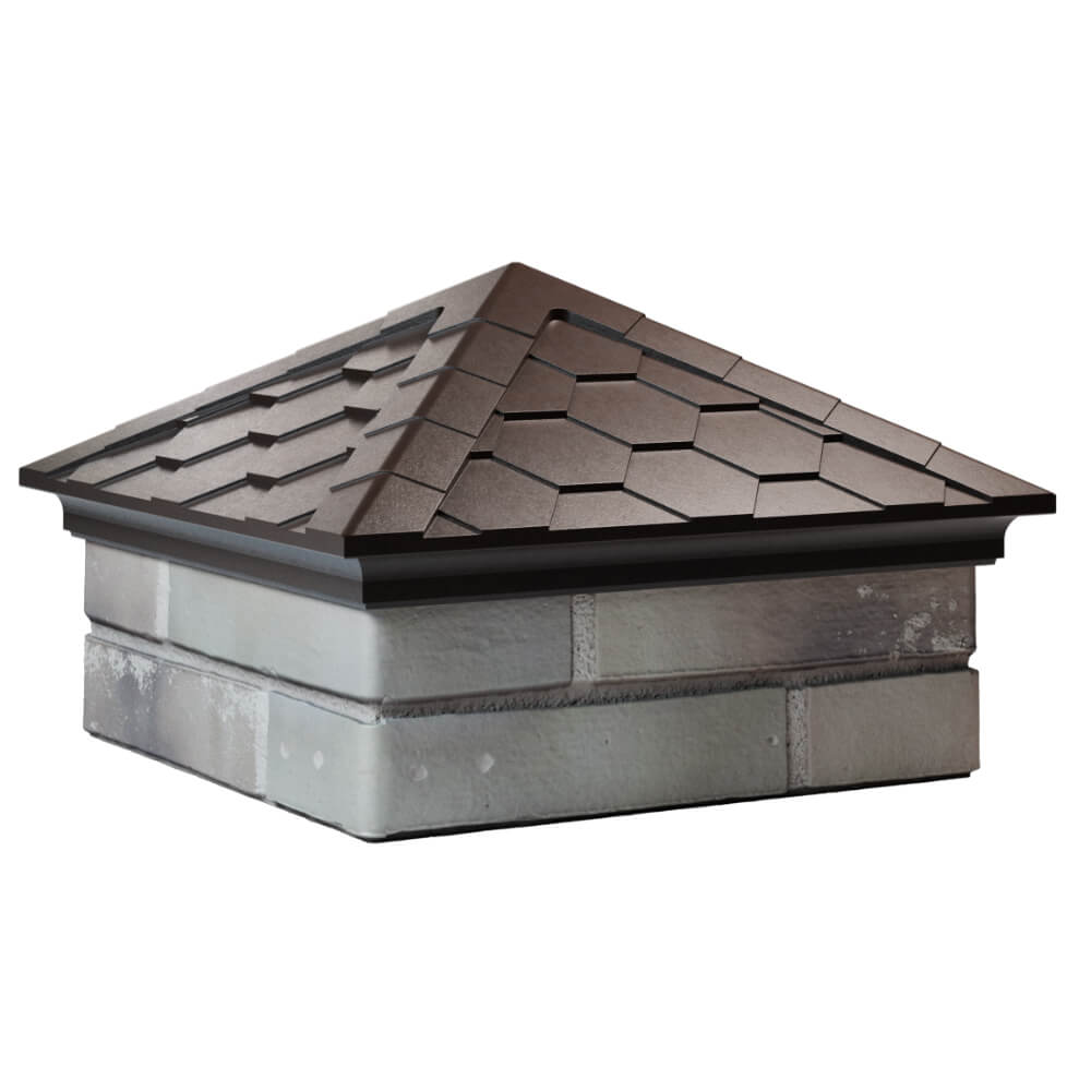 Колпак Zking Эверест Коричневый на столб 1.5х1.5 кирпича (390х390мм) в Троицке фото