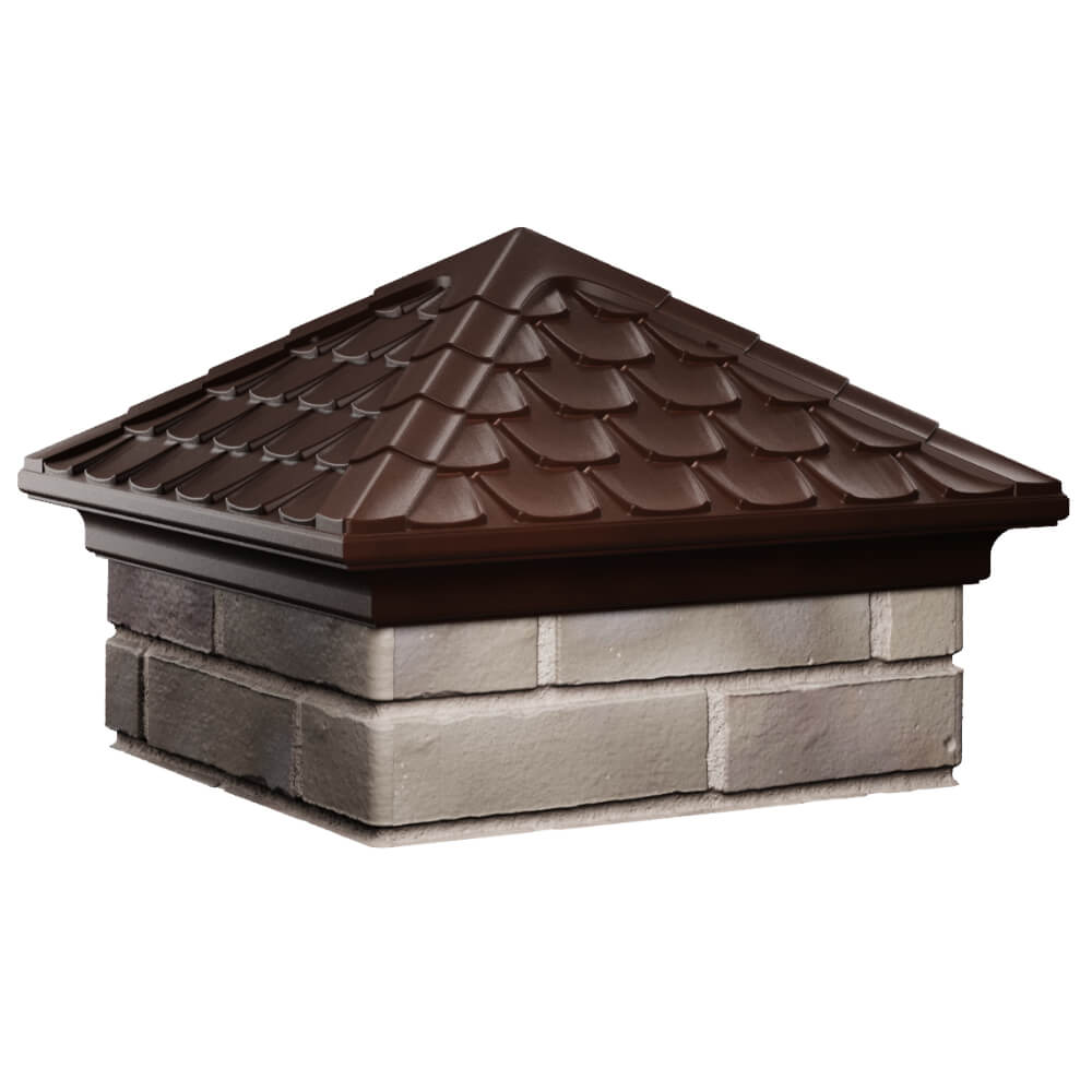 Колпак Zking Эльбрус Коричневый на столб 1.5х1.5 кирпича (385х385мм) в Троицке фото