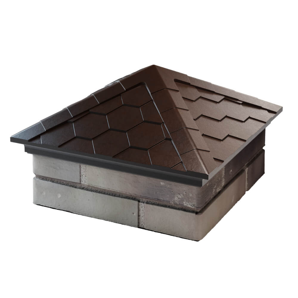 Колпак Zking Эверест Коричневый на столб 1.5х1.5 кирпича (390х390мм) в Троицке фото